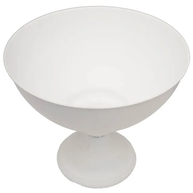 Metal Compote Round Bowl Vase White (38cmDx31.5cmH)