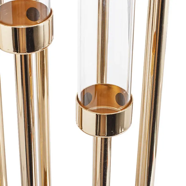 Metal Spiral Candelabra 6 Glass Candle Holder Gold (118cmH)