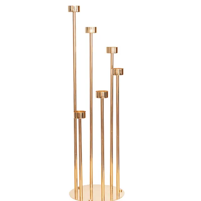 Metal Spiral Candelabra 6 Glass Candle Holder Gold (118cmH)