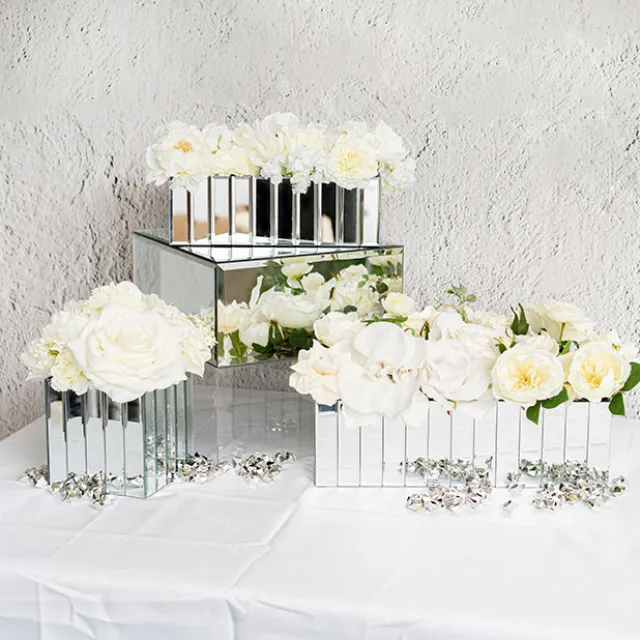 Mirror Strip Trough Glass Vase Silver (40cmLx12cmH)