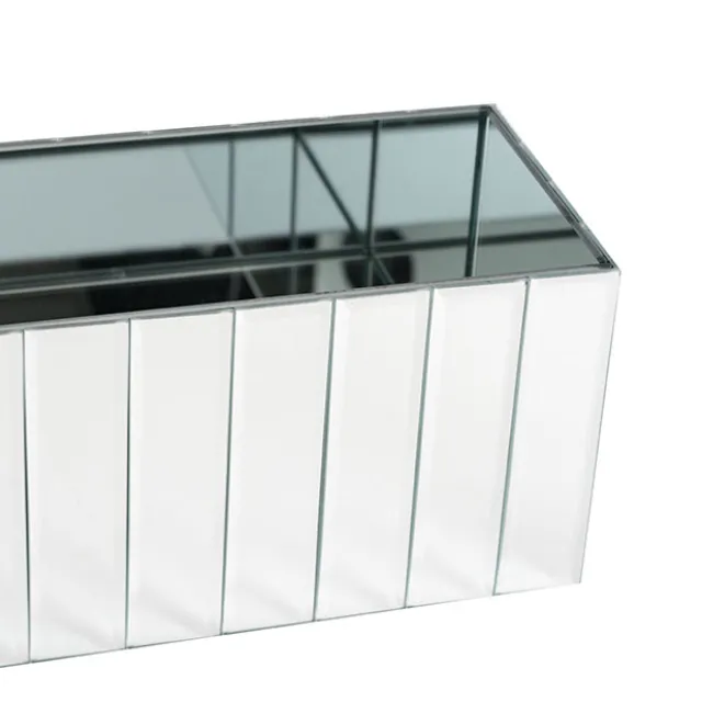 Mirror Strip Trough Glass Vase Silver (40cmLx12cmH)