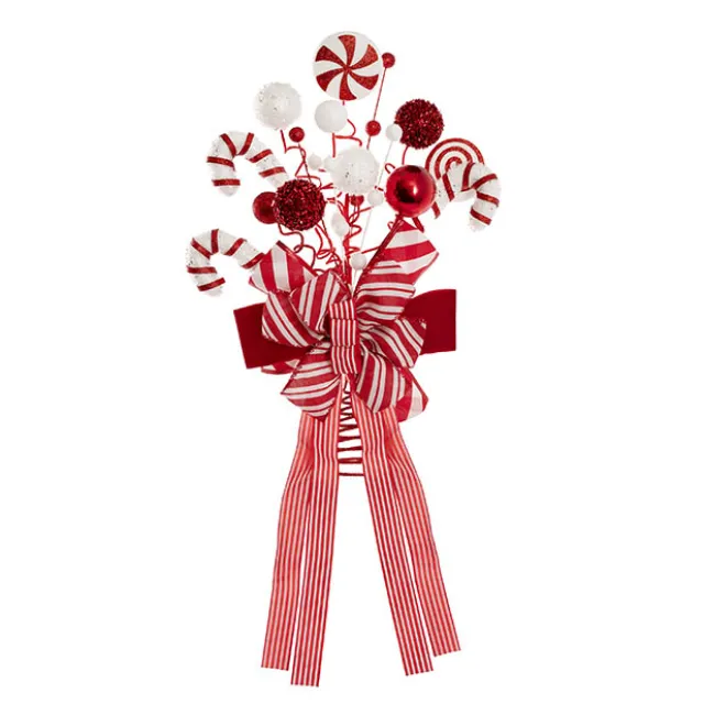 Mixed Candy w Bow Tree Topper Red & White (15x30x42cmH)