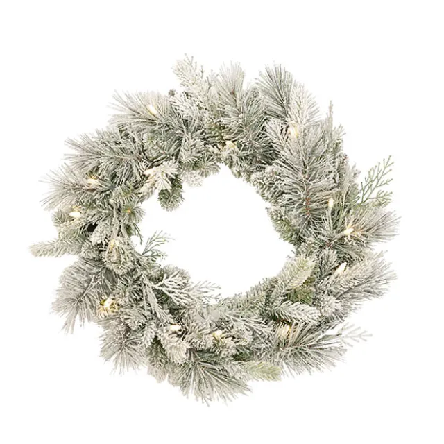 Mixed Christmas Snow Pine LED Wreath White (40cmD)