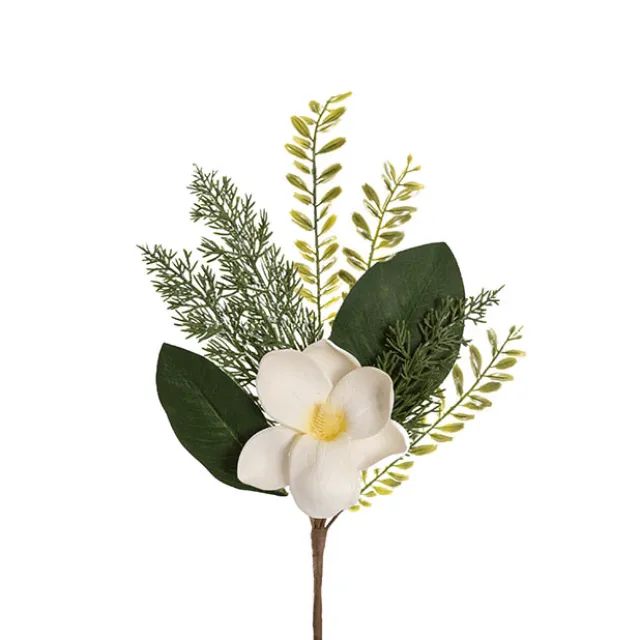 Mixed Fern Magnolia Spray White (50cmH)