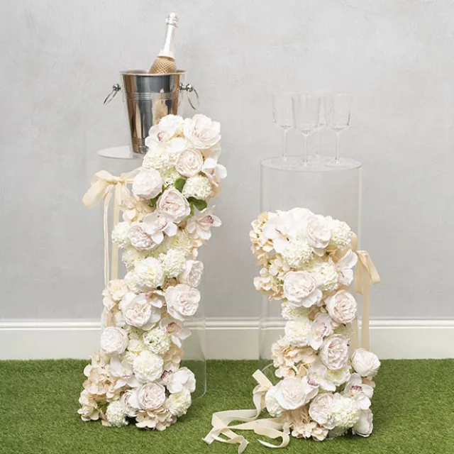 Round Deluxe Acrylic Plinth Set 2 Clear (30x70cmH)