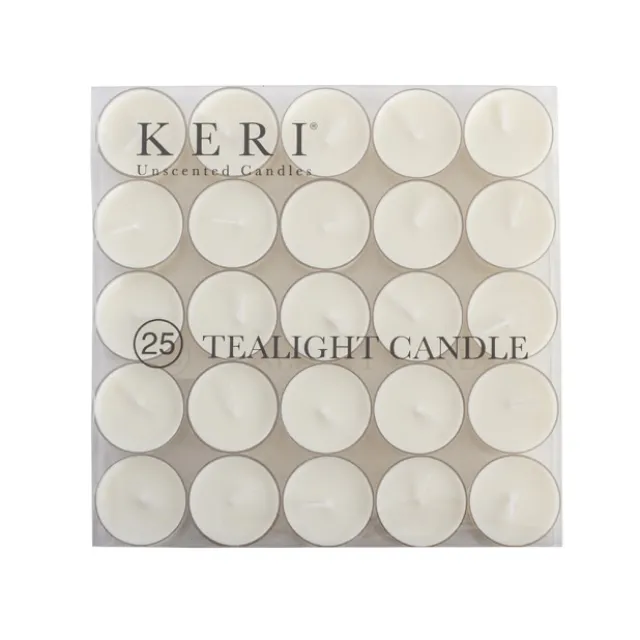 Tealight Candle 9 Hour Clear Cup 25 Pack White (38mmx25mmH)