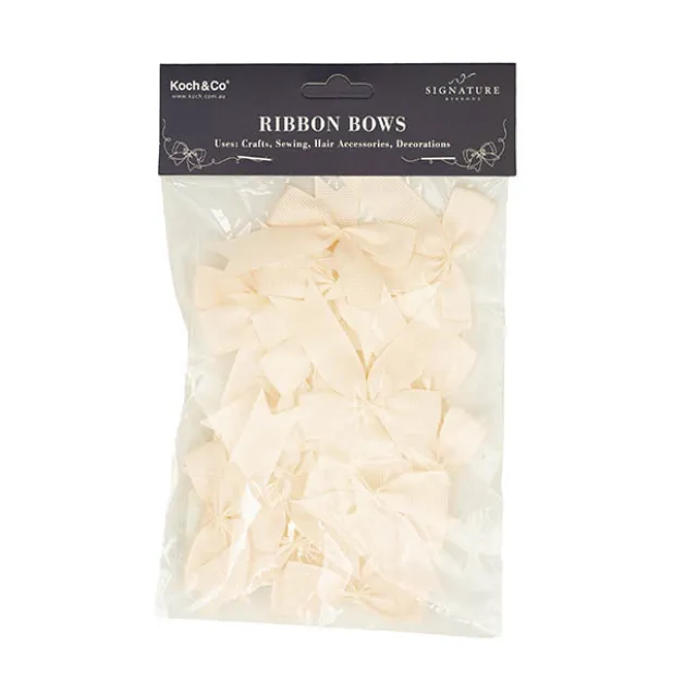 Pre-Made Ribbon Bow Grosgrain Ivory Pack 24 (15mmx5cm)