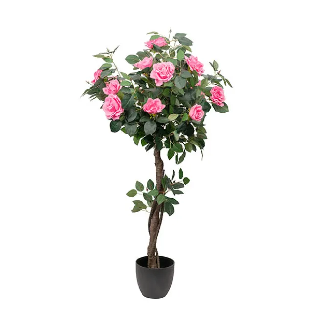 Artificial Rose Topiary Tree Potted Soft Pink (130cmH)