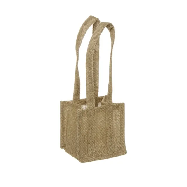 Natural Jute Posy Bag With Plastic Liner (13.5x13.5x13.5cmH)