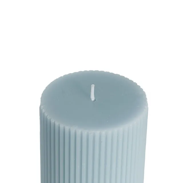 Roman Fluted Pillar Candle French Blue (7x10cmH)