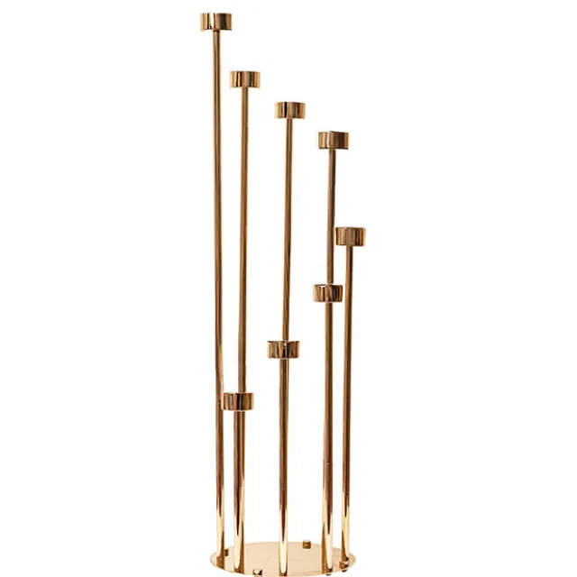 Metal Spiral Candelabra 8 Glass Candle Holders Gold (128cmH)