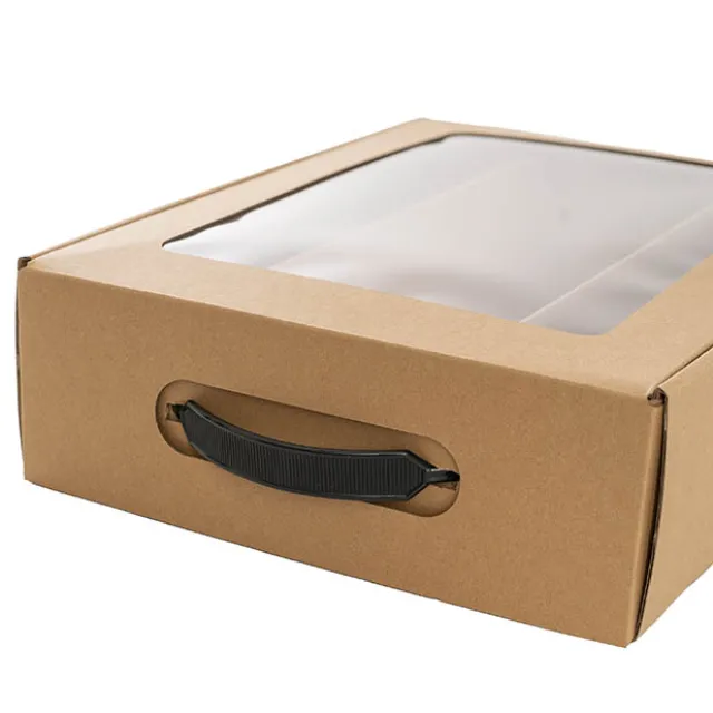 Wine Window Carry Box 3 Bottles Kraft Pack 2 (25x9x34cmH)
