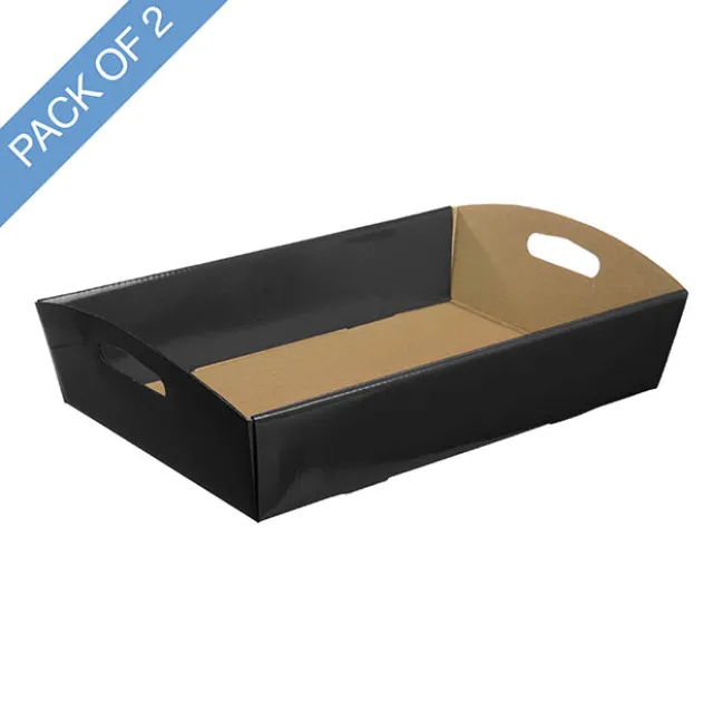 Hamper Tray Flat Pack Medium Black Pack 2 (34x22x7cmH)