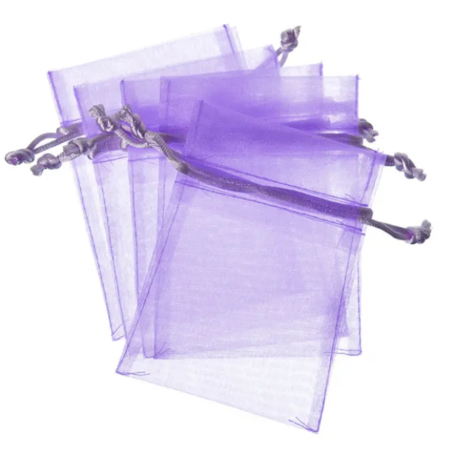 Organza Gift Bomboniere Bag Med Lavender Pk10 (12.5x17cmH)