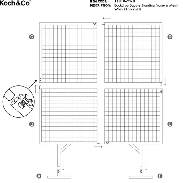 Backdrop Square Standing Frame w Mesh White (1.8x2mH)