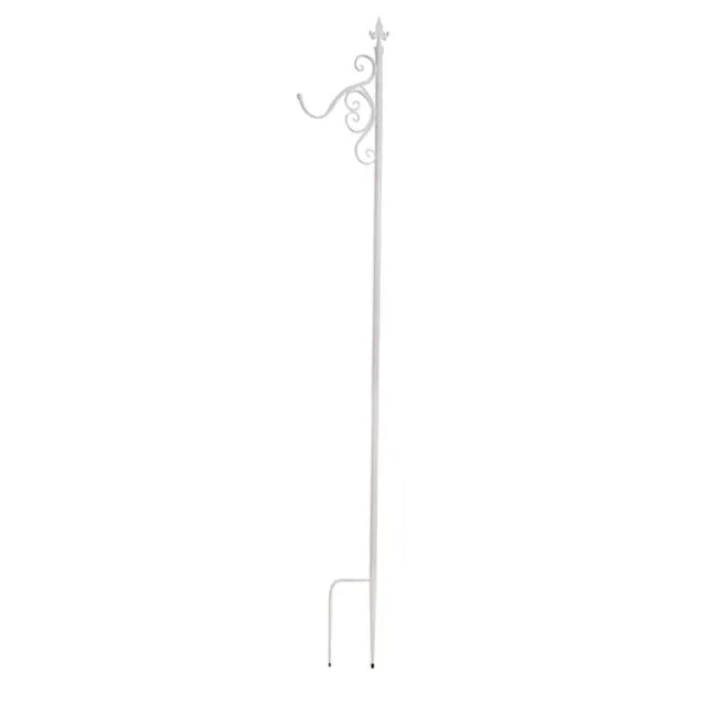 Outdoor Metal Shepherd's Hook Tall Single Stand White (2mH)
