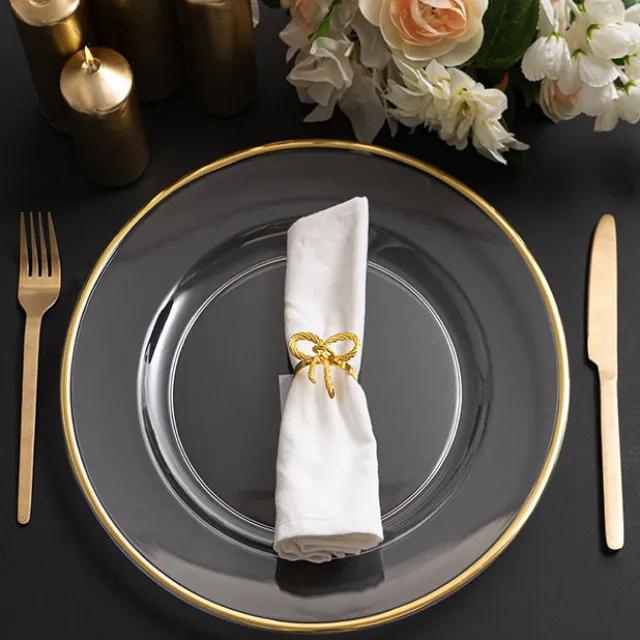 Clear Charger Plate w Gold Edge Pack 4 (33cmD)