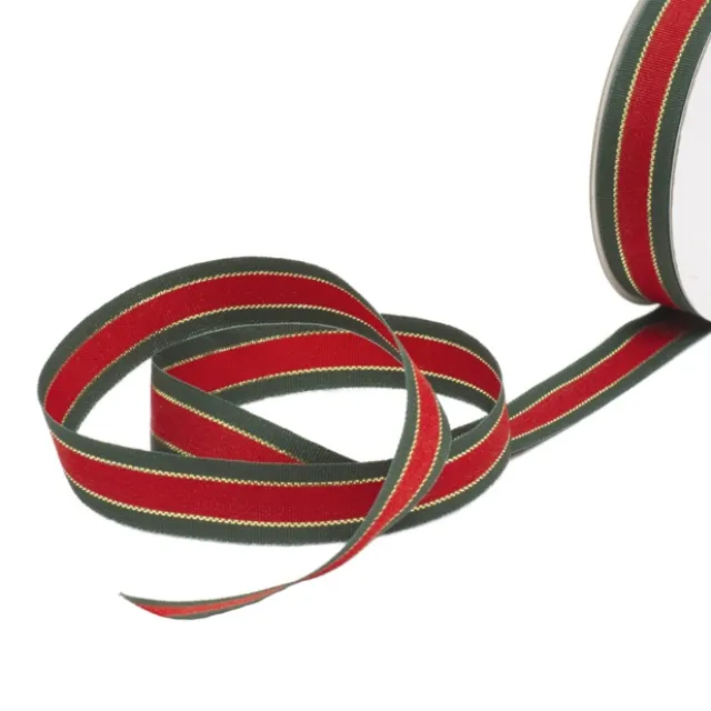 Ribbon Grosgrain Traditional Red Green Gold (15mmx20m)
