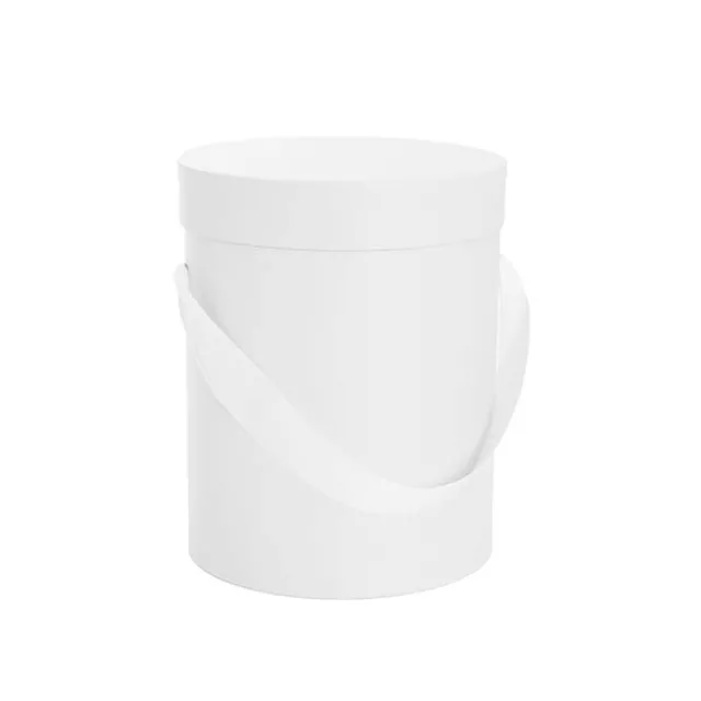 Flower Hat Box Tall Round White Set 3 (24.5Dx30cmH)