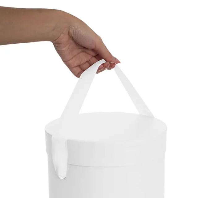 Flower Hat Box Tall Round White Set 3 (24.5Dx30cmH)