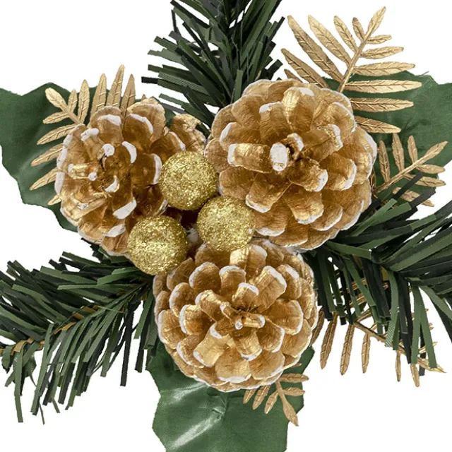 Pinecone Christmas Pick Pack 4 Gold (17.5cmH)