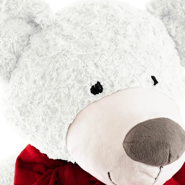 Polar Bear Winston w Bow & Plush Heart White (HT90//62cmST)