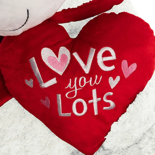 Polar Bear Winston w Bow & Plush Heart White (HT90//62cmST)