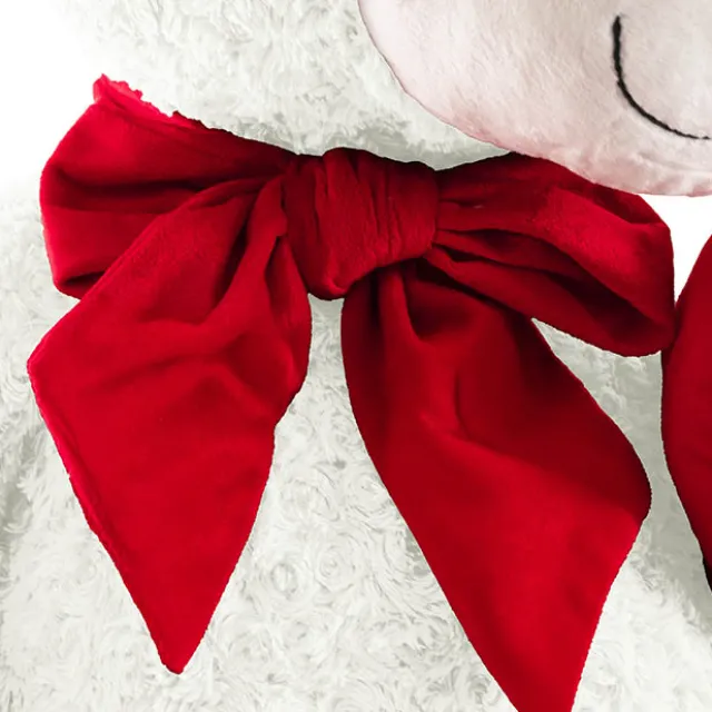 Polar Bear Winston w Bow & Plush Heart White (HT90//62cmST)