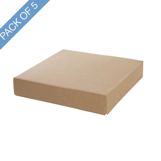 Posy Box Lid Large Kraft Brown Pack 5 (22x22x4cmH)