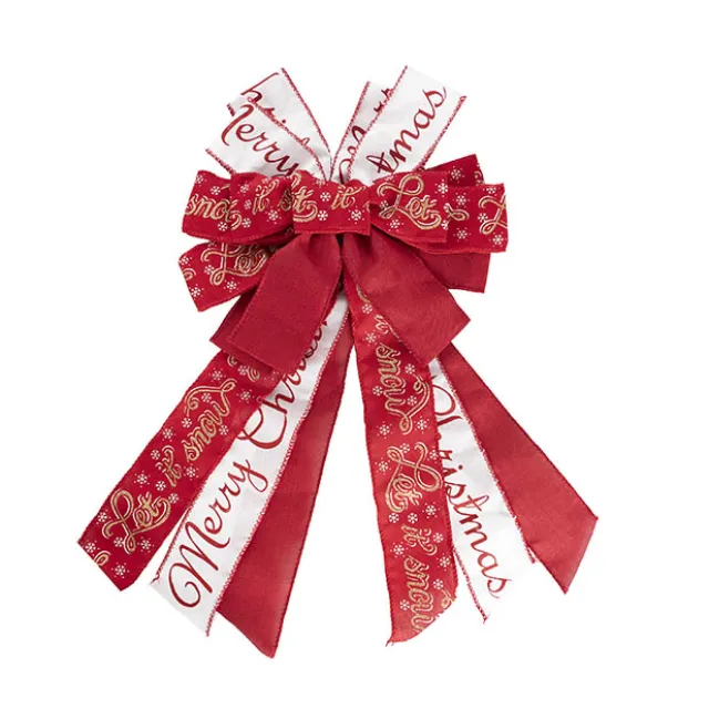 Pre-Made Bow Christmas Ribbon Large Red & White (35Wx40Lcm)