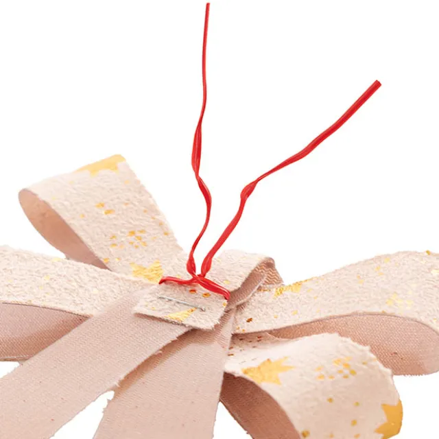 Pre-Made Bow Fabric Top Stars Pack 3 Natural Gold (9*12cm)