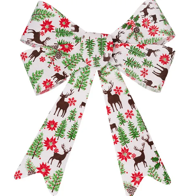 Pre-Made Bow Fabric Top Christmas White (28*37cm)