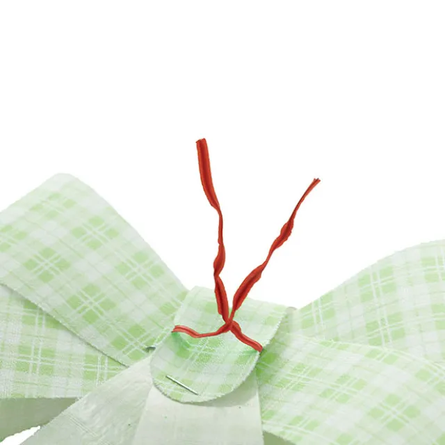 Pre-Made Bow Fabric Top Checkers Spring Green Pk2 (14x19cm)