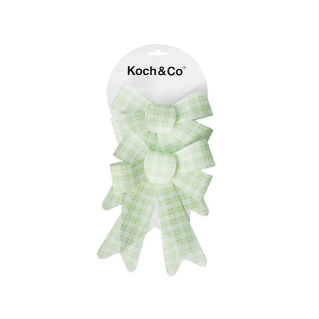 Pre-Made Bow Fabric Top Checkers Spring Green Pk2 (14x19cm)