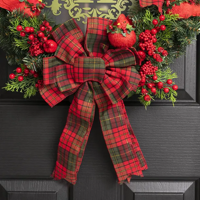Pre-Made Bow Ribon Bow Tartan 10 Loops Red (26Wx32L)