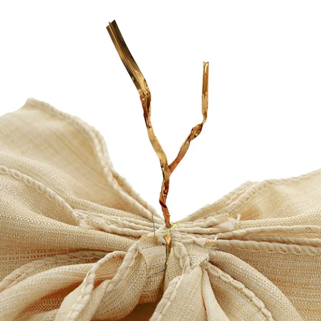 Pre-Made Bow Rustic Linen 4 Loops Raw Natural Pk2 (15x21cm)