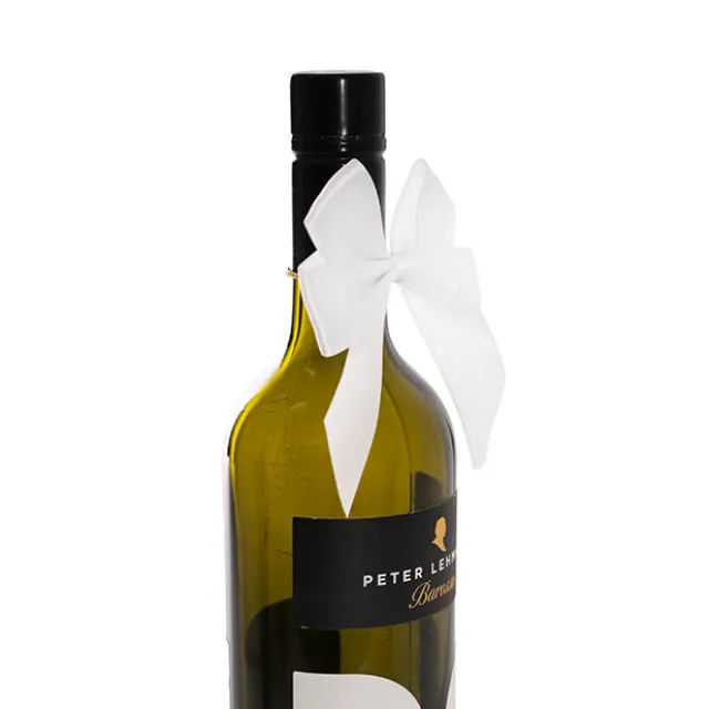 Pre-Made Bow Satin 25mm & Elastic Loop Pk6 White (10*11cm)