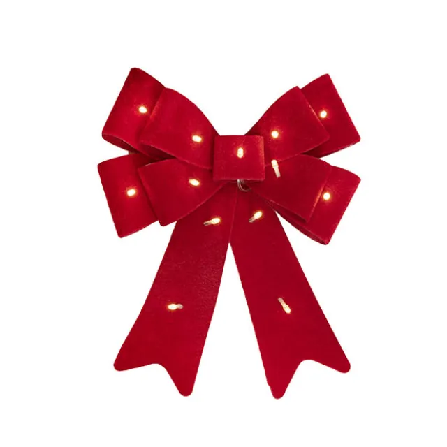 Pre-Made Bow Velvet Top with LED Lights Red (22x30cm)