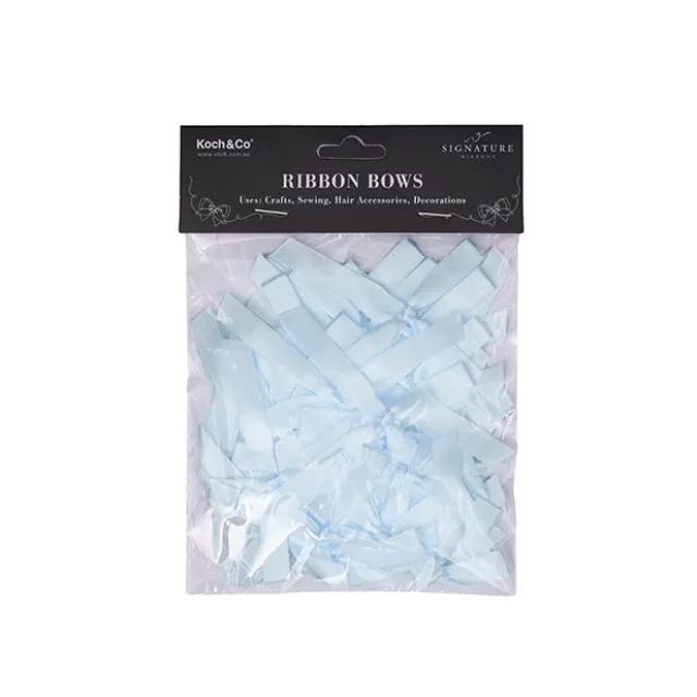 Pre-Made Ribbon Bow Double Face Satin Blue Pk24 (10mmx6.5cm)