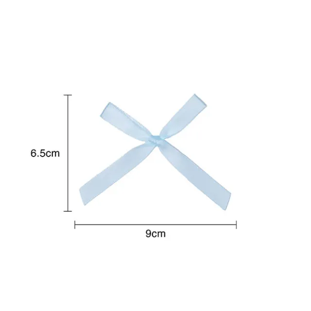 Pre-Made Ribbon Bow Double Face Satin Blue Pk24 (10mmx6.5cm)