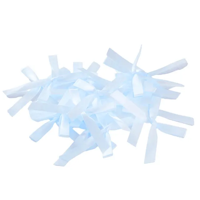 Pre-Made Ribbon Bow Double Face Satin Blue Pk24 (10mmx6.5cm)