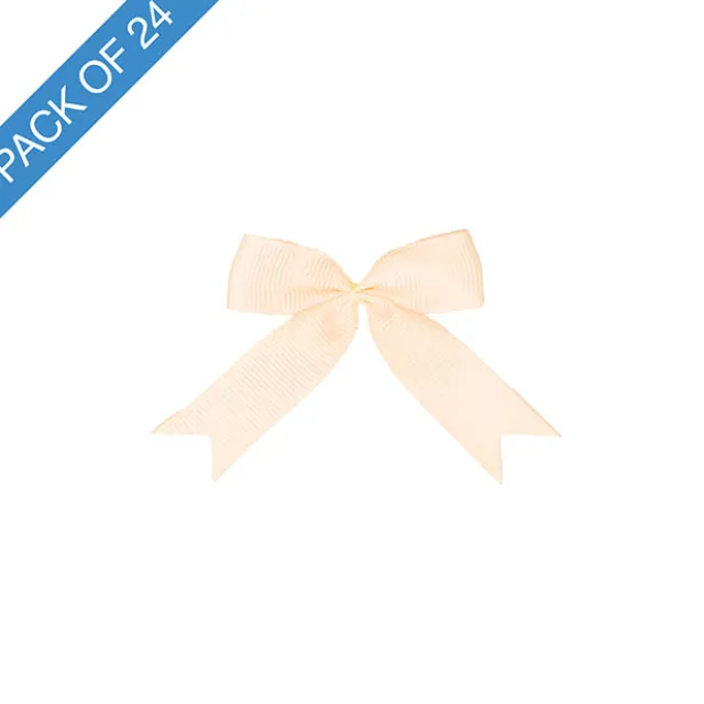 Pre-Made Ribbon Bow Grosgrain Ivory Pack 24 (15mmx5cm)