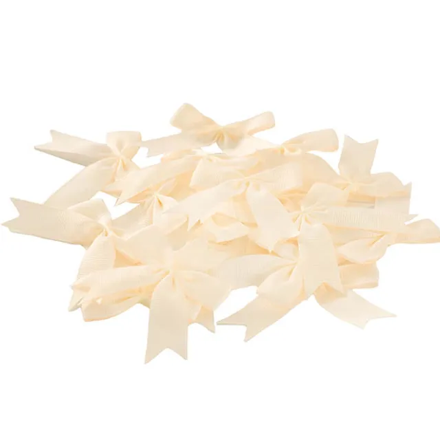 Pre-Made Ribbon Bow Grosgrain Ivory Pack 24 (15mmx5cm)