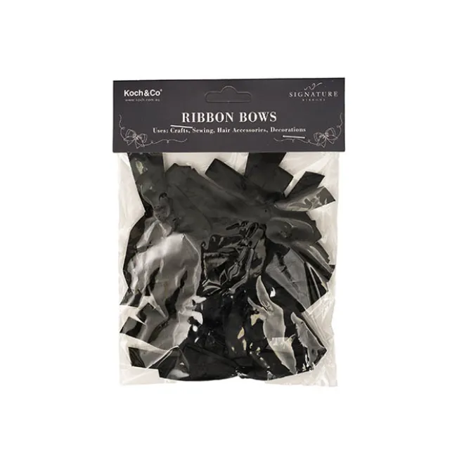 Pre-Made Ribbon Bow Double Face Satin Black Pk24(10mmx6.5cm)
