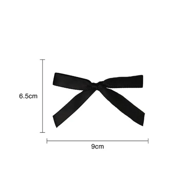 Pre-Made Ribbon Bow Double Face Satin Black Pk24(10mmx6.5cm)