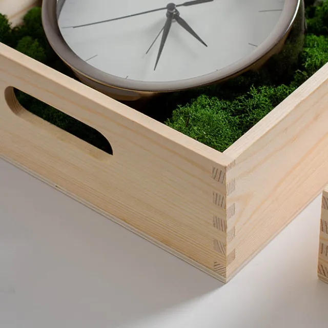 Premium Wooden Crate Box Tray Natural XL Set 2 (48x35x13cmH)