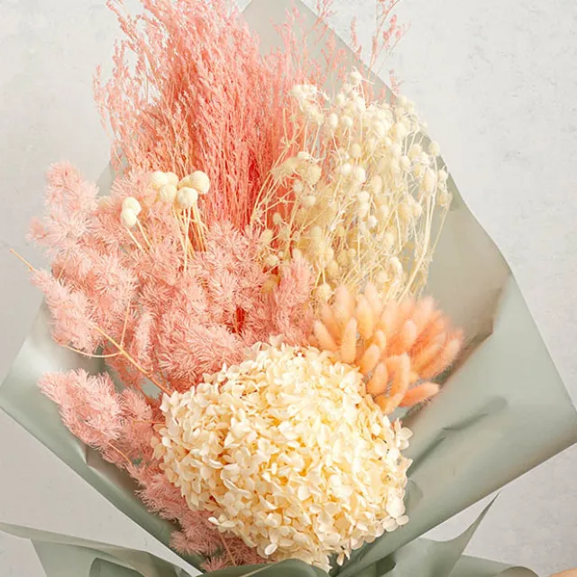 Preserved Dried Billy Button Bunch 20 Stems White