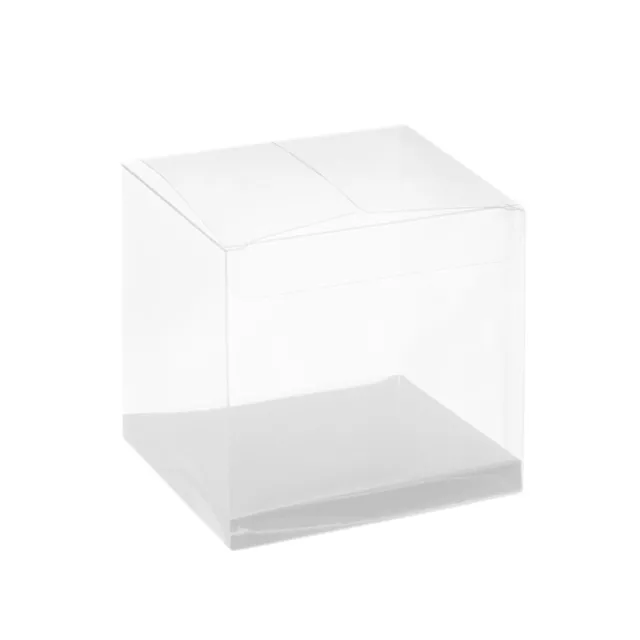 Cupcake Box Clear with Base 25mic White (80x80x80mm) Pack 10
