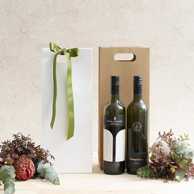 Two Bottle Kraft Wine Bag Pack 5 Brown (17Wx9Gx42cmH)