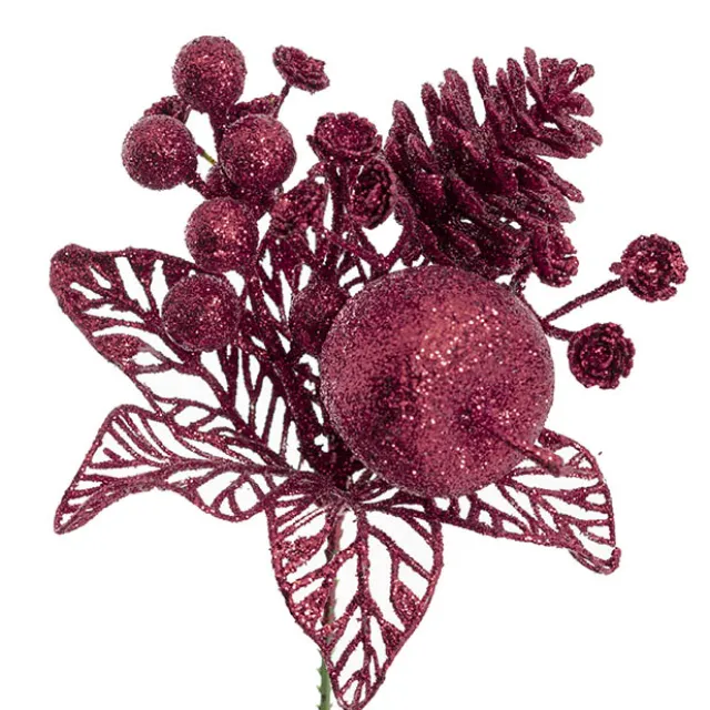 Apple Berries & Pinecone Christmas Pick Wine (26cmH)